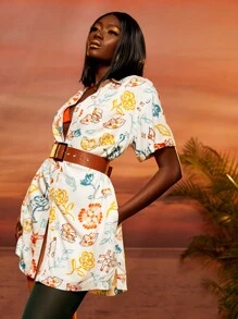 CHERYL TEO 印花不附腰帶襯衫洋裝