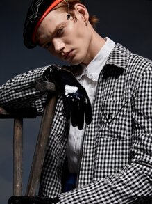 Credo Áo khoác Nam Nút Túi Dây kéo Kẻ sọc Sẵn sàng - Đen và trắng - Xem 1