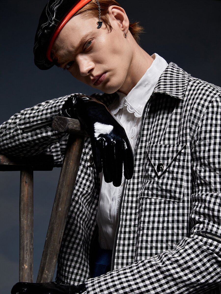 Credo Áo khoác Nam Nút Túi Dây kéo Kẻ sọc Sẵn sàng - Đen và trắng - Xem 1