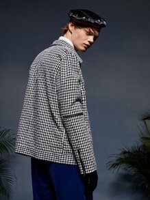 Credo Áo khoác Nam Nút Túi Dây kéo Kẻ sọc Sẵn sàng - Đen và trắng - Xem 2