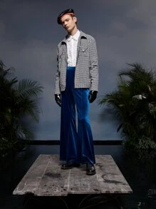 Credo Áo khoác Nam Nút Túi Dây kéo Kẻ sọc Sẵn sàng - Đen và trắng - Xem 3