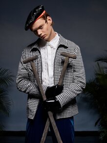 Credo Áo khoác Nam Nút Túi Dây kéo Kẻ sọc Sẵn sàng - Đen và trắng - Xem 5