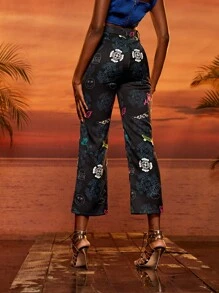 CHERYL TEO 花卉圖案和卡通圖案喇叭九分長褲 - 彩色 - 查看 2