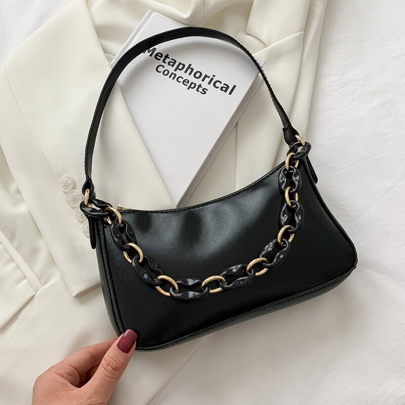 

Chain Decor Shoulder Bag, Black