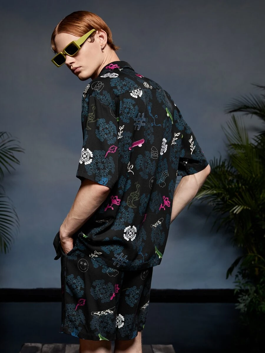 CHERYL TEO 男士印花口袋貼布襯衫 - 彩色 - 查看 1