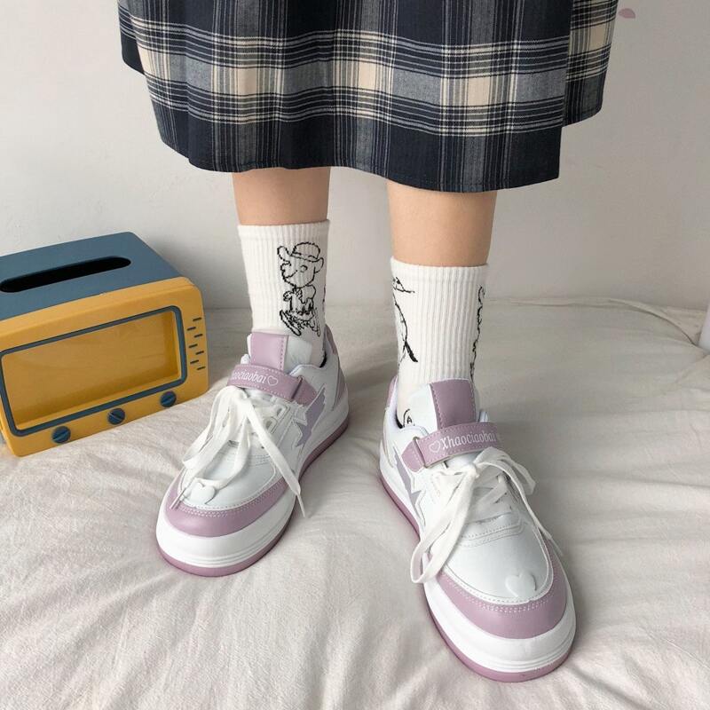 

Colorblock Lace Up Front Skate Shoes, Purple