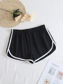 Shorts deportivos unido en contraste - Negro - Ver 1