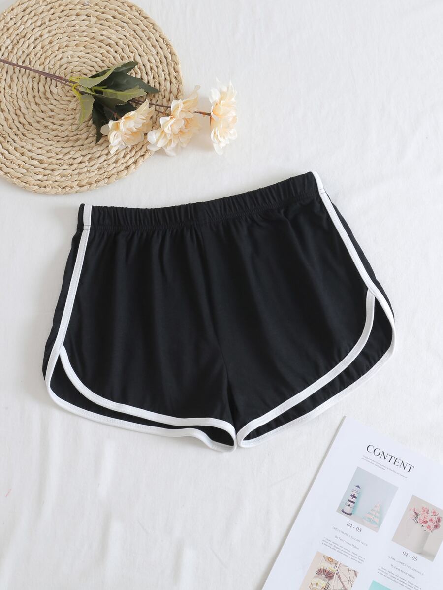 Shorts deportivos unido en contraste - Negro - Ver 1