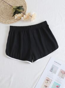 Shorts deportivos unido en contraste - Negro - Ver 2