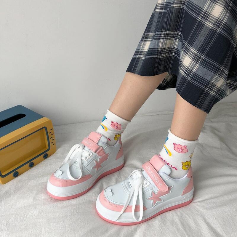 

Colorblock Lace Up Front Skate Shoes, Pink
