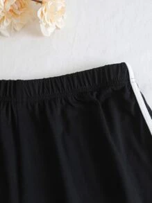 Shorts deportivos unido en contraste - Negro - Ver 3