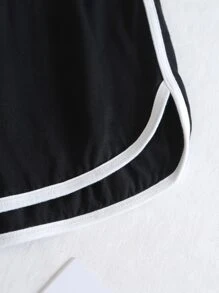 Shorts deportivos unido en contraste - Negro - Ver 4