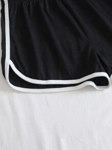 Shorts deportivos unido en contraste - Negro - Ver 5