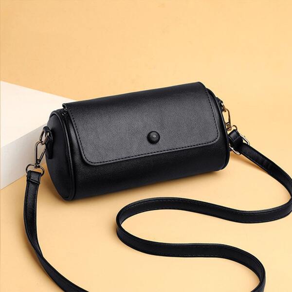 

Minimalist Zipper Back Crossbody Bag, Black