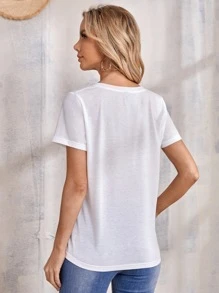 EMERY ROSE Hanky Hem Solid Tee - White - View 2