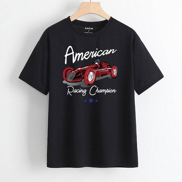 

Car & Letter Graphic Tee, Black