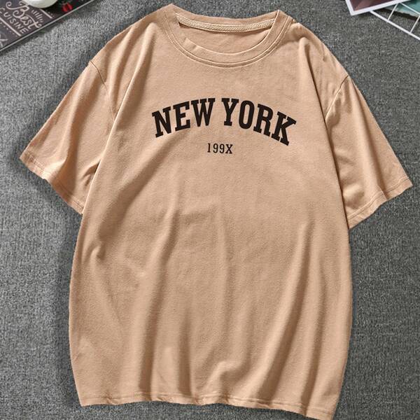 

Men Letter Graphic Short Sleeve Tee, Khaki