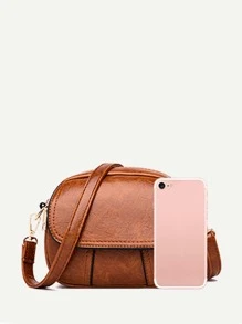 Mini Vintage Design Flap Crossbody Bag - Brown - View 6