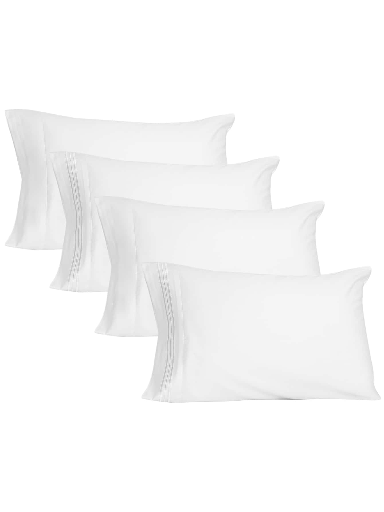 4pcs Solid Pillowcase Without Filler - White - View 1