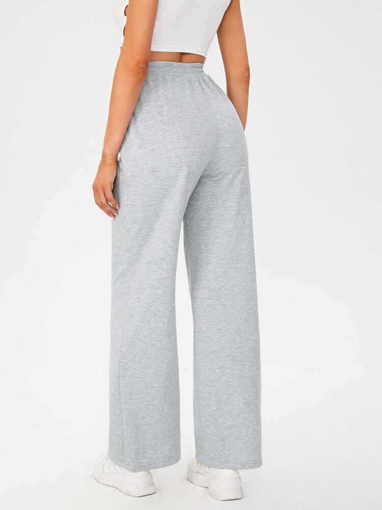 SHEIN Tall Solid Drawstring Waist Sweatpants - Light Grey - View 2