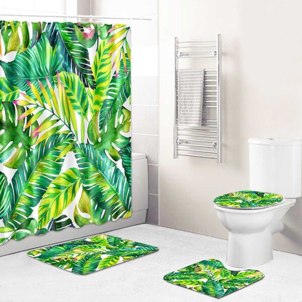 

1pc Tropical Bath Mat Or Shower Curtain, Multicolor