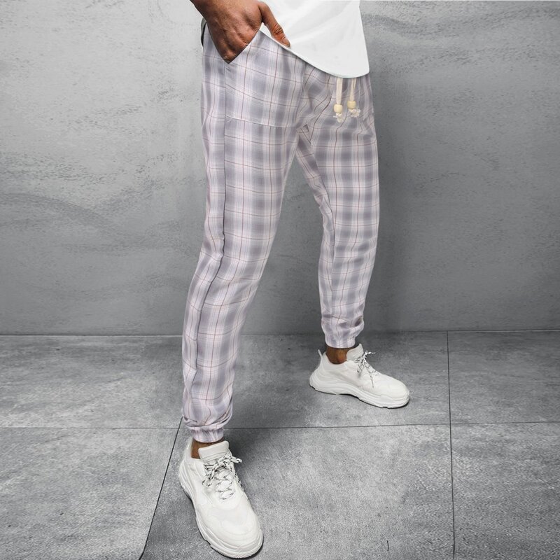 

Guys Plaid Drawstring Waist Pants, Multicolor