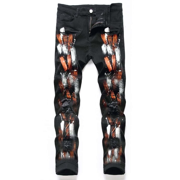 

Guys Graphic Print Jeans, Black