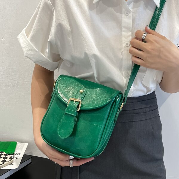 

Minimalist Buckle Detail Flap Square Bag, Green