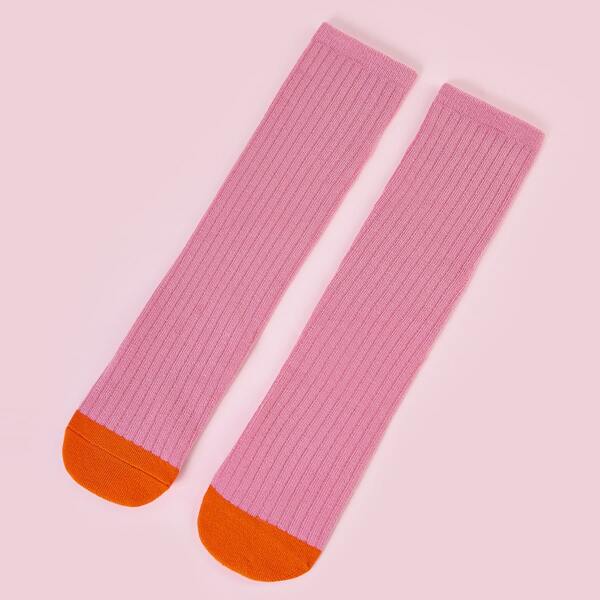 

Toddler Girls Two Tone Crew Socks, Pink