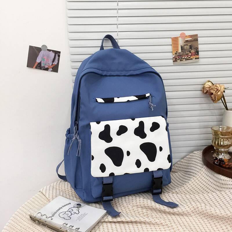

Cow Pattern Backpack, Blue