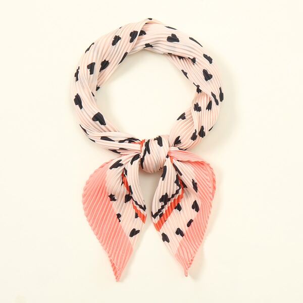 

Heart Print Pleated Bandana, Multicolor