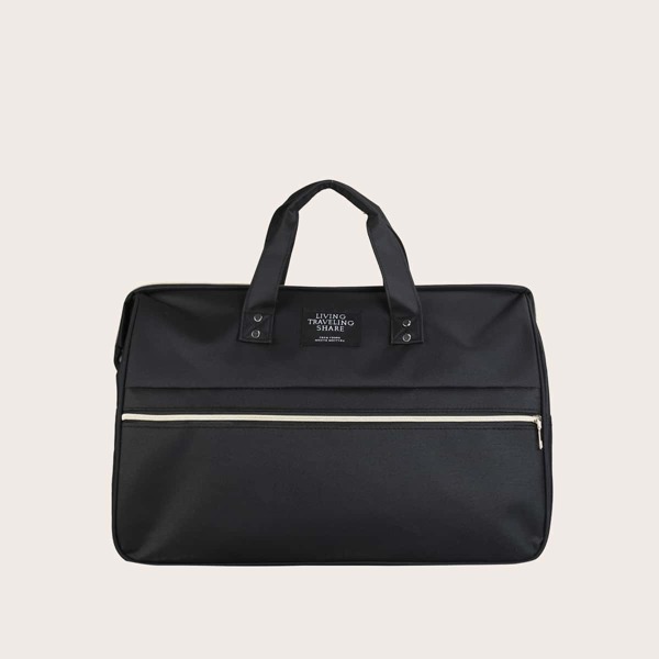 

Men Letter Graphic Travel Bag, Black