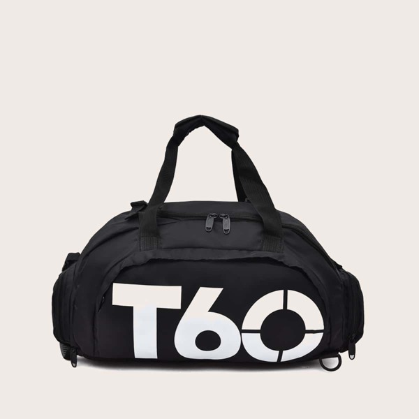

Men Letter Graphic Travel Bag, Black