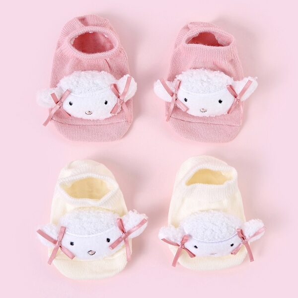 

2pairs Baby Animal Decor Ankle Socks, Multicolor