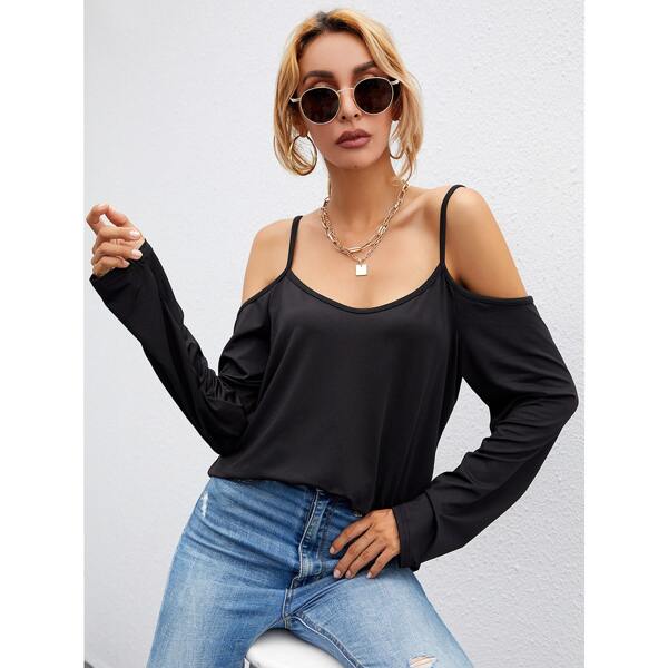 

Cold Shoulder Tee, Black
