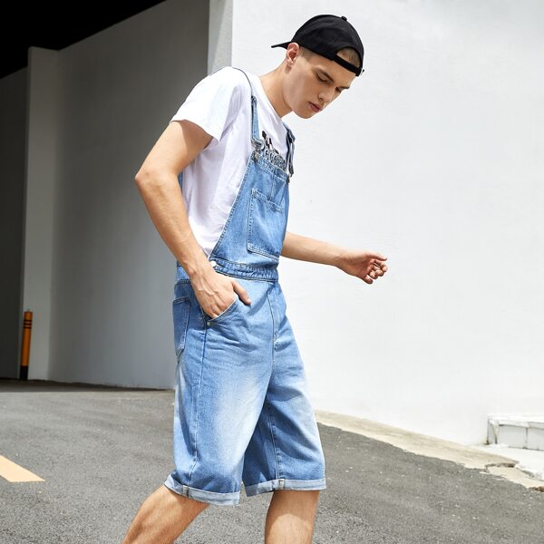 

Men Pocket Front Denim Overall, Medium wash