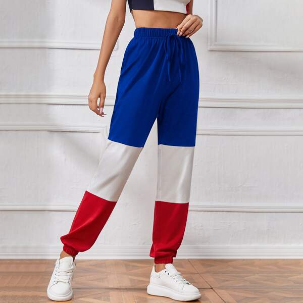 

Color Block Knot Detail Sweatpants, Multicolor