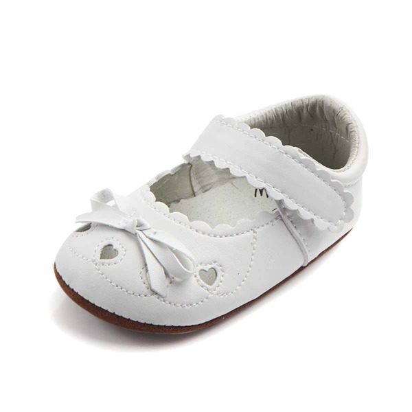 

Baby Girls Cut Out Design Bow Decor Flats, White