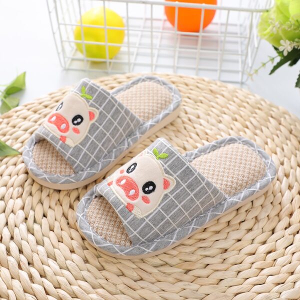 

Girls Cartoon Graphic Plaid Slippers, Grey