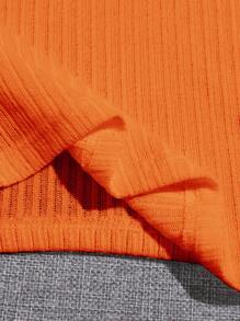 SHEIN EZwear Neon Orange Solid Crop Rib-knit Tank Top - Orange - View 5