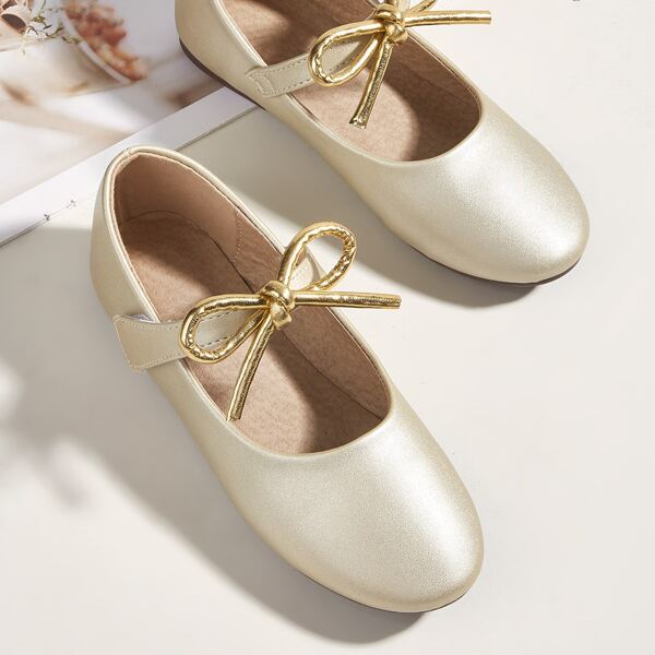 

Toddler Girls Metallic Bow Decor Flats, Gold