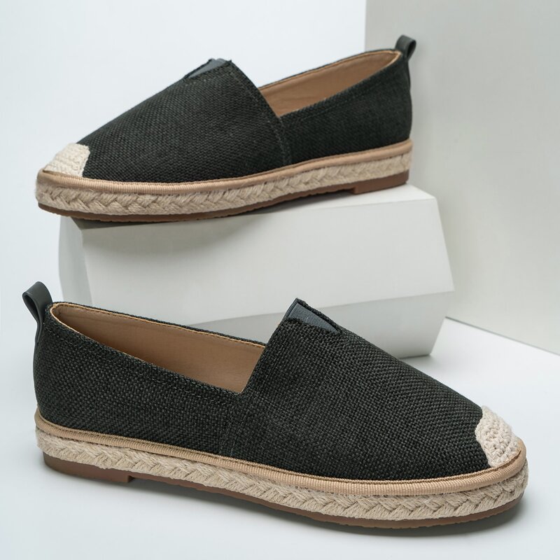 

Minimalist Espadrille Flats, Black
