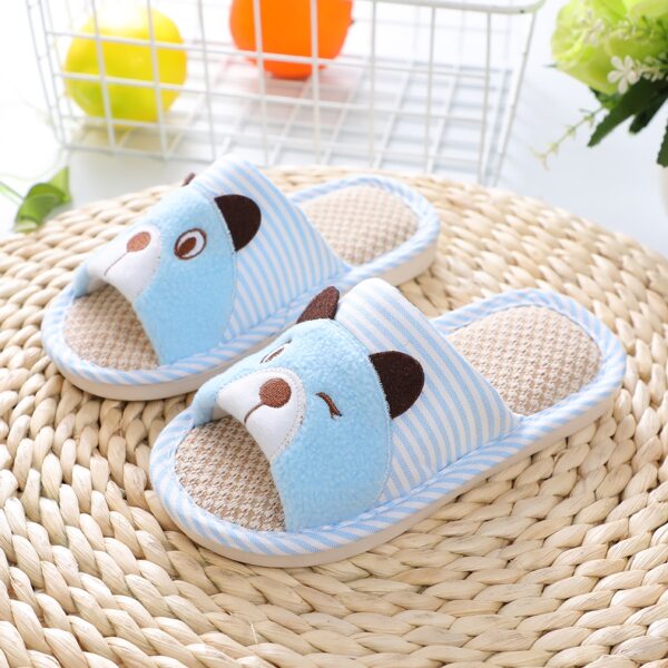

Girls Cartoon Graphic Striped Slippers, Blue