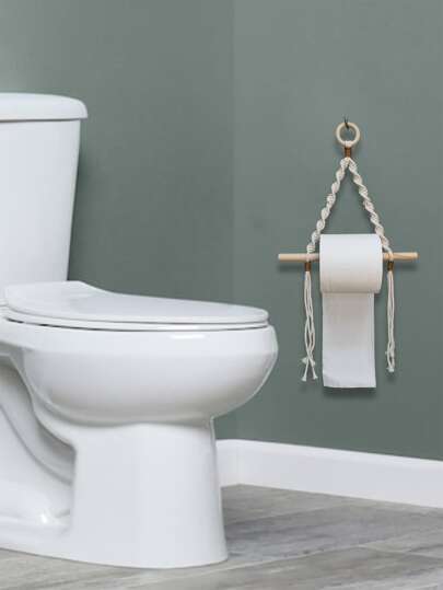 1 件手工编织悬挂装饰、卫生纸架、毛巾架、家居装饰、房间装饰、墙壁装饰