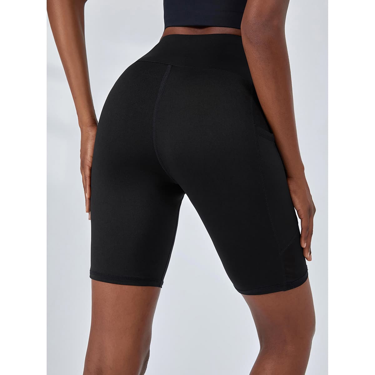 

Mesh Insert Sports Shorts With Phone Pocket, Black