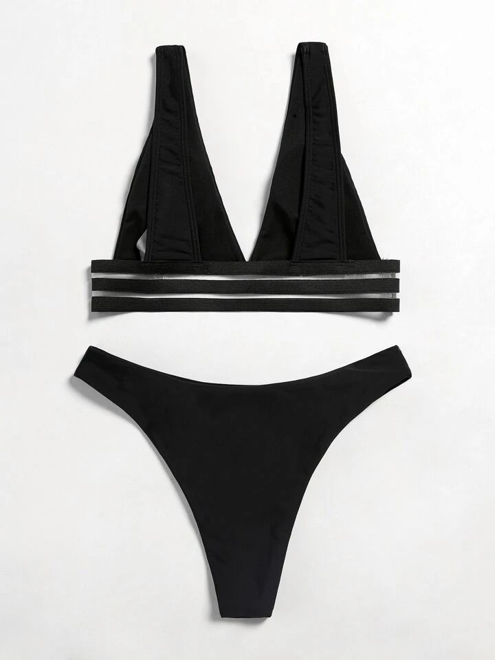 Our Contrast Mesh High Waisted Bikini is such a vibe - ROMWE