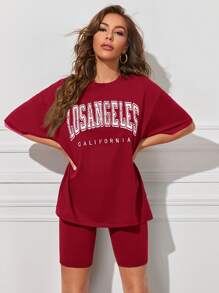 Muchica Bộ thời trang Lá thư Giải trí - Màu Đỏ Sâu - Xem 1