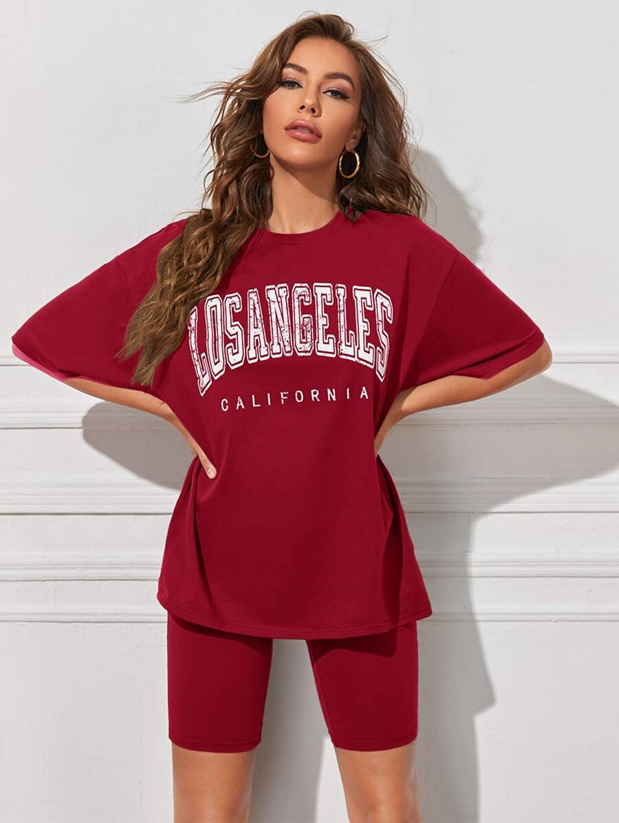 Muchica Bộ thời trang Lá thư Giải trí - Màu Đỏ Sâu - Xem 1