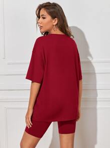 Muchica Bộ thời trang Lá thư Giải trí - Màu Đỏ Sâu - Xem 2