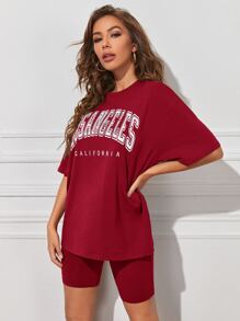 Muchica Bộ thời trang Lá thư Giải trí - Màu Đỏ Sâu - Xem 4